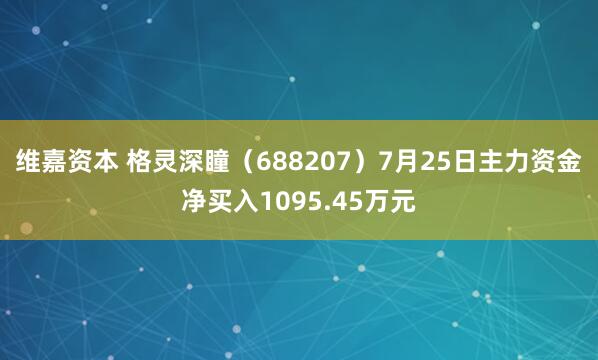 维嘉资本 格灵深瞳（688207）7月25日主力资金净买入1095.45万元