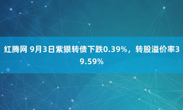 红腾网 9月3日紫银转债下跌0.39%，转股溢价率39.59%